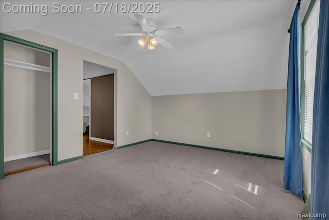 24429 Notre Dame St, Dearborn, MI 48124 - additional living space featuring lofted ceiling, carpet floors, and ceiling fan