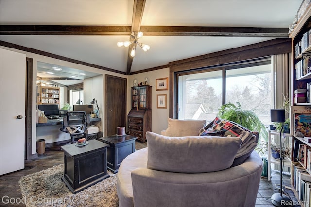 1470 Timberview Trl, Bloomfield Hills, MI 48304 - living room with beam ceiling, healthy amount of natural light, a desk, and ceiling fan