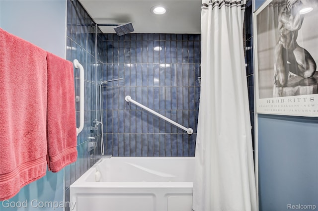 1470 Timberview Trl, Bloomfield Hills, MI 48304 - full bath with shower / bath combination with curtain and recessed lighting