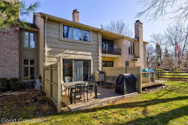 1470 Timberview Trl, Bloomfield Hills, MI 48304 - rear view of property featuring a chimney, a balcony, and a patio