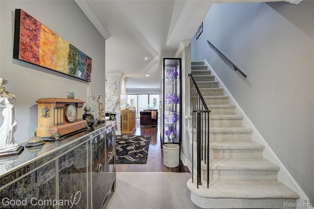 1470 Timberview Trl, Bloomfield Hills, MI 48304 - foyer with stairs, wood finished floors, and recessed lighting