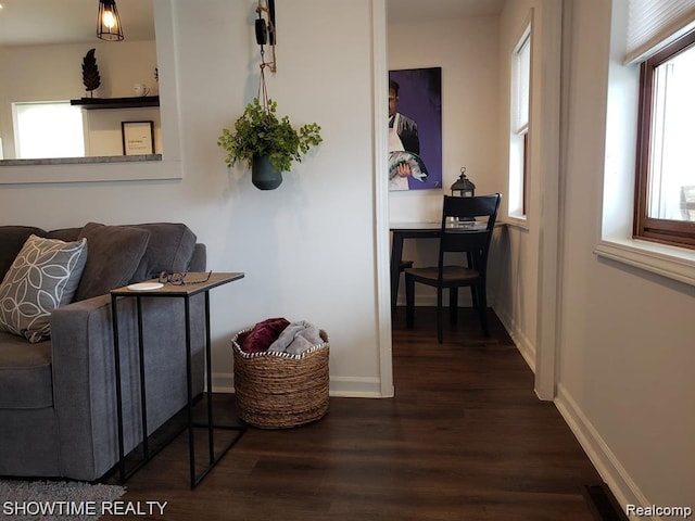 425 Broadway St, Marine City, MI 48039 - hall with dark wood-style floors and baseboards
