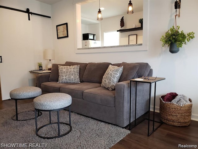 425 Broadway St, Marine City, MI 48039 - living area featuring wood finished floors and a barn door