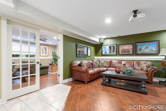 3981 Acadia Dr, Hudsonville, MI 49426 - living area with wood finished floors, recessed lighting, and a ceiling fan