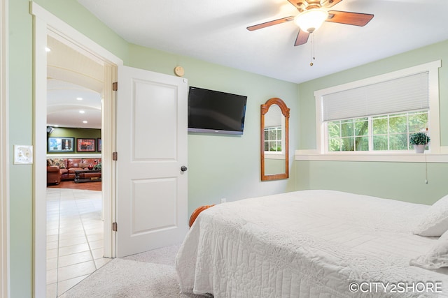3981 Acadia Dr, Hudsonville, MI 49426 - tiled bedroom featuring a ceiling fan