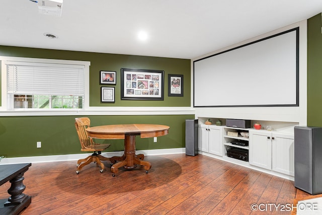 3981 Acadia Dr, Hudsonville, MI 49426 - home theater with baseboards and hardwood / wood-style flooring