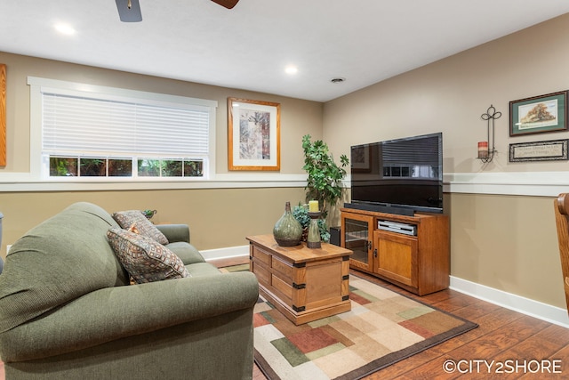 3981 Acadia Dr, Hudsonville, MI 49426 - living room featuring light wood finished floors, recessed lighting, and ceiling fan