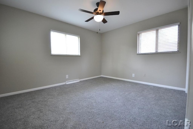 304 N Van Buren St, Tecumseh, MI 49286 - empty room with healthy amount of natural light, a ceiling fan, and carpet floors