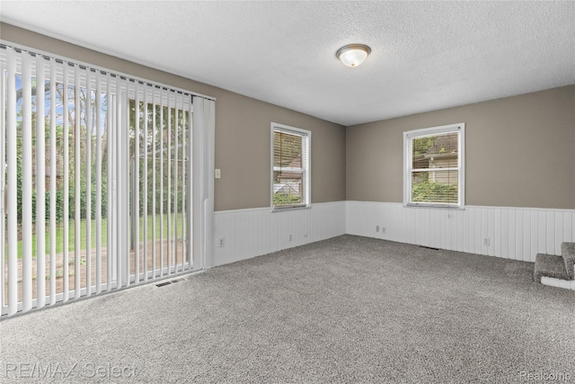 619 Frank St, Flint, MI 48504 - unfurnished room featuring wainscoting, carpet floors, and a textured ceiling
