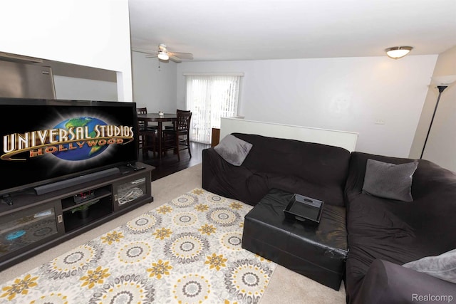 3091 Oakridge Ct, Lake Orion, MI 48360 - living room featuring ceiling fan and carpet flooring