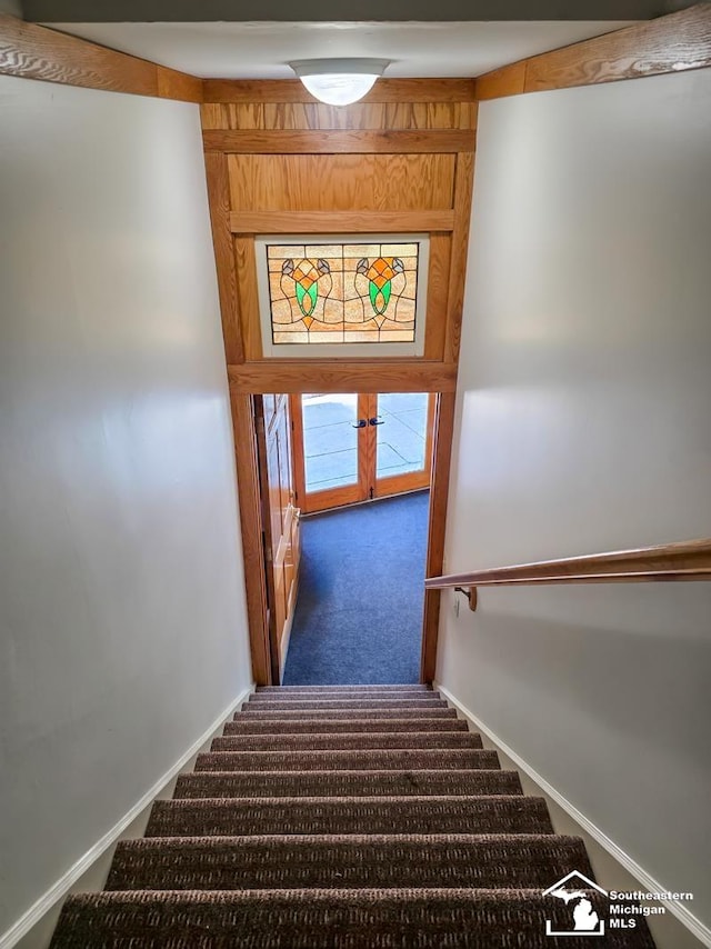 8 E Front St, Monroe, MI 48161 - staircase with carpet floors and baseboards