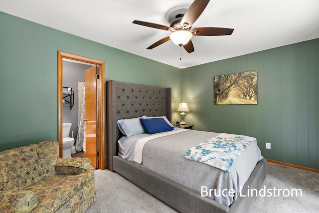 15520 157th Ave, Big Rapids, MI 49307 - bedroom featuring carpet, ensuite bath, and a ceiling fan
