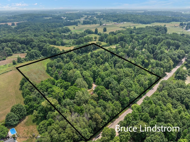 15520 157th Ave, Big Rapids, MI 49307 - aerial overview of property's location featuring property boundaries highlighted and a heavily wooded area