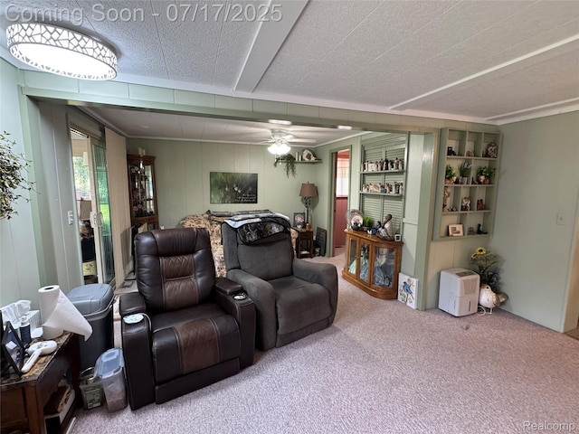 2185 Roslyn Ave, Flint, MI 48532 - carpeted living room featuring ceiling fan