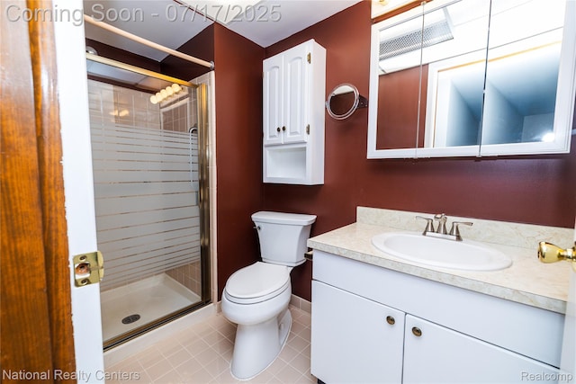625 Ten Point Dr, Rochester Hills, MI 48309 - bathroom with tile patterned floors, vanity, and a stall shower