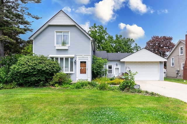 19817 Martin Rd, Saint Clair Shores, MI 48081 - view of front of property featuring driveway, a front lawn, and a garage