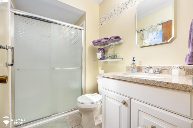 8208 E Potter Rd, Davison, MI 48423 - bathroom featuring vanity, a stall shower, and tile patterned floors