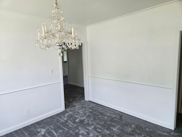 1115 W Maumee St, Adrian, MI 49221 - unfurnished room featuring dark carpet, a chandelier, and crown molding