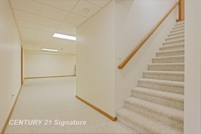 43 Sawmill Creek Trl, Saginaw, MI 48603 - stairs featuring carpet flooring and a drop ceiling