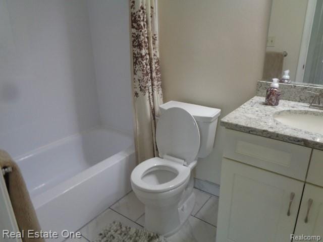 26537 Summerdale Dr, Southfield, MI 48033 - full bathroom featuring vanity, shower / bath combo, and tile patterned floors