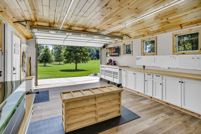 12500 Round Lake Rd, Horton, MI 49246 - garage with wooden ceiling