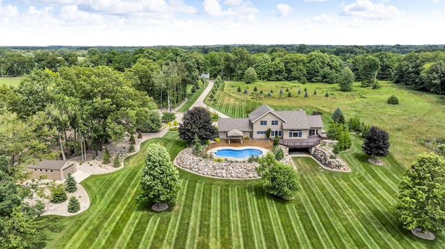 12500 Round Lake Rd, Horton, MI 49246 - view from above of property featuring a pool