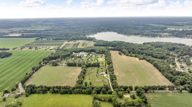 12500 Round Lake Rd, Horton, MI 49246 - aerial view of property and surrounding area featuring rural landscape, a large body of water, and abundant farmland