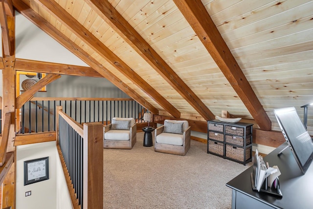 12500 Round Lake Rd, Horton, MI 49246 - bedroom with wooden ceiling and carpet