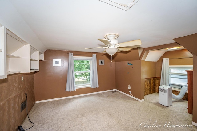 126 E Cherry St, Wayland, MI 49348 - bonus room with vaulted ceiling, a ceiling fan, light carpet, and a fireplace