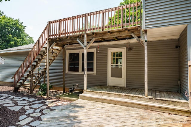 126 E Cherry St, Wayland, MI 49348 - deck featuring stairway
