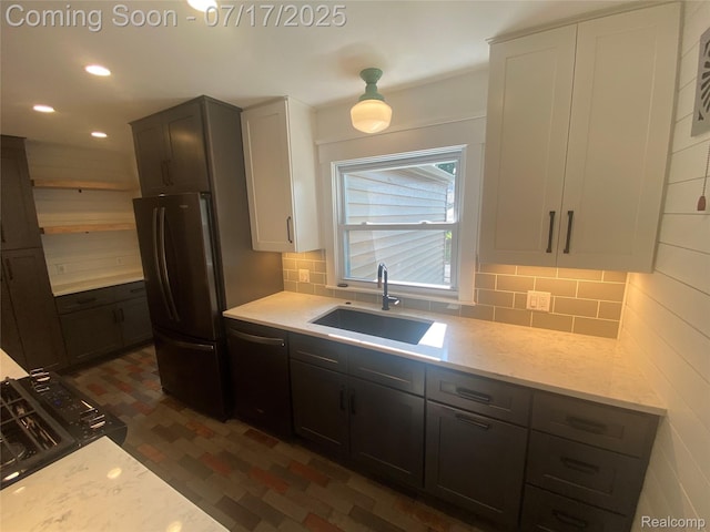1417 N Maple Ave, Royal Oak, MI 48067 - kitchen with appliances with stainless steel finishes, backsplash, recessed lighting, light stone countertops, and white cabinetry