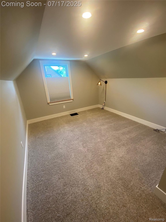 1417 N Maple Ave, Royal Oak, MI 48067 - bonus room with lofted ceiling, carpet, and recessed lighting