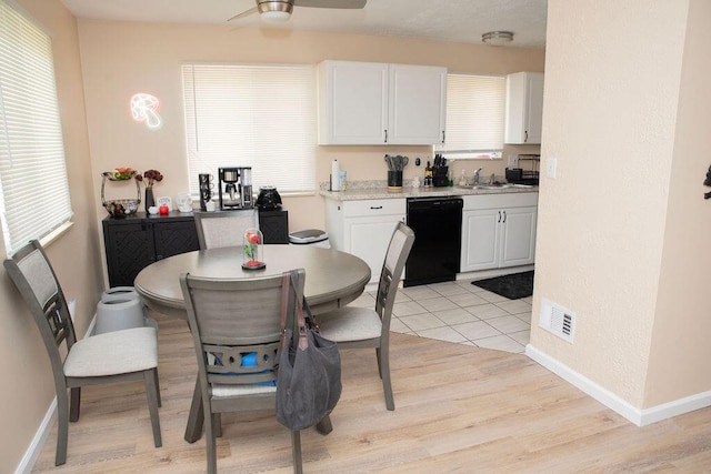 9641 Wilkie St, Taylor, MI 48180 - dining space with ceiling fan, light wood-style flooring, and plenty of natural light