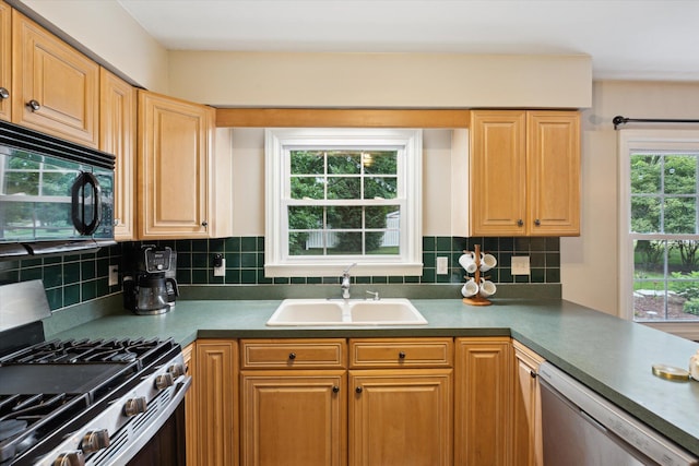 539 Old Bridge Rd, Grand Blanc, MI 48439 - kitchen featuring appliances with stainless steel finishes, plenty of natural light, and decorative backsplash