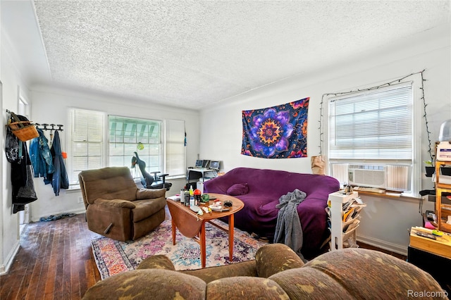 18995 Fielding St, Detroit, MI 48219 - living area featuring a textured ceiling, hardwood / wood-style flooring, and cooling unit