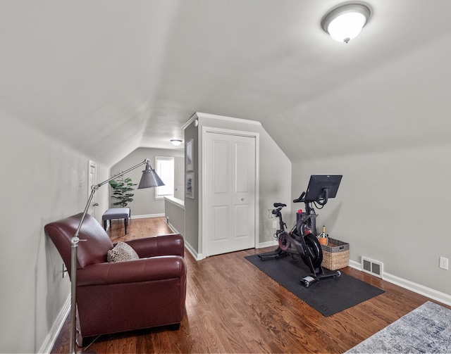 2213 N Wilson Ave, Royal Oak, MI 48073 - exercise room with wood finished floors and vaulted ceiling
