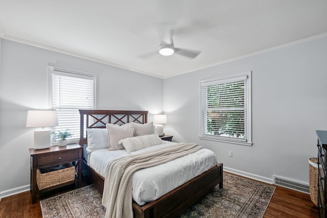 2213 N Wilson Ave, Royal Oak, MI 48073 - bedroom with ornamental molding, wood finished floors, and ceiling fan
