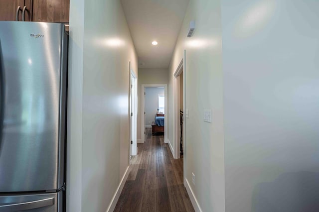 7898 W Juniper Beach Rd, Mears, MI 49436 - hallway featuring dark wood-style floors and recessed lighting