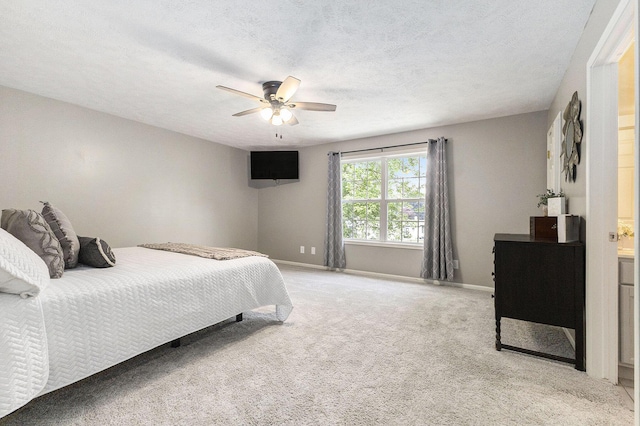 12912 Valley Dr, Wayland, MI 49348 - bedroom featuring ceiling fan, light colored carpet, and a textured ceiling