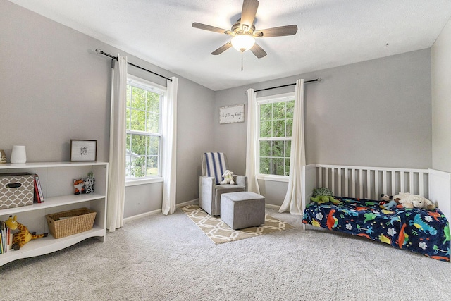 12912 Valley Dr, Wayland, MI 49348 - bedroom with carpet and ceiling fan