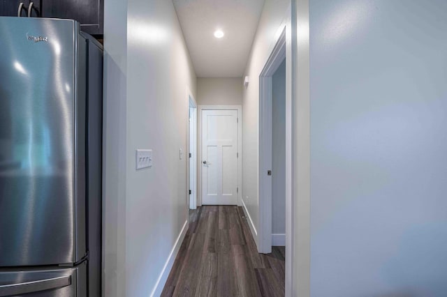 7920 W Juniper Beach Rd, Mears, MI 49436 - hallway with dark wood finished floors and recessed lighting