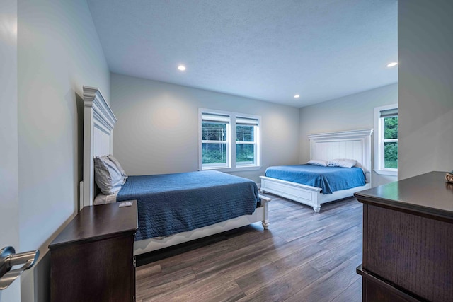 7920 W Juniper Beach Rd, Mears, MI 49436 - bedroom with multiple windows, wood finished floors, and recessed lighting