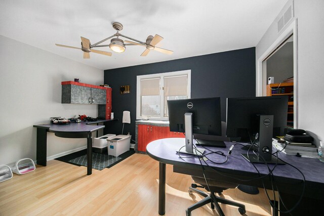 1101 Heritage Dr, Saline, MI 48176 - office area with light wood-type flooring and a ceiling fan