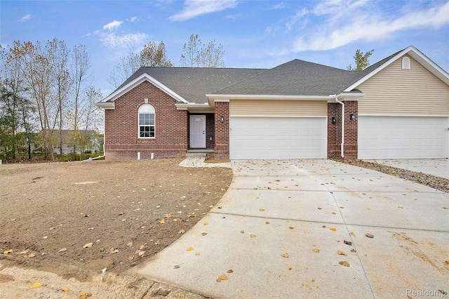 13339 Whispering Pines Ct, Linden, MI 48451 - single story home featuring driveway, a garage, brick siding, and roof with shingles