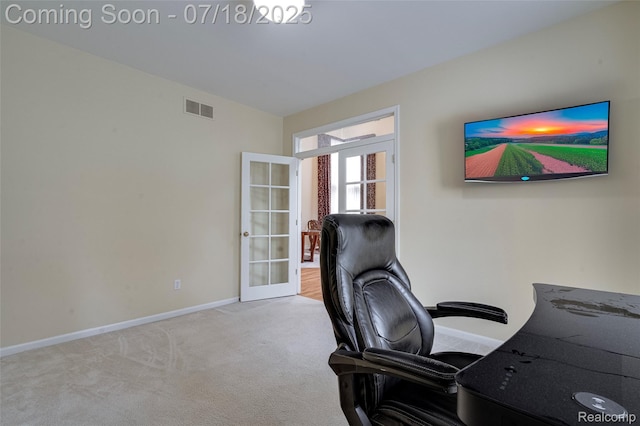 24352 Cavendish Ave W, Novi, MI 48375 - carpeted office featuring baseboards and french doors