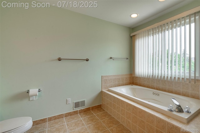 24352 Cavendish Ave W, Novi, MI 48375 - bathroom featuring a whirlpool tub, tile patterned flooring, and recessed lighting