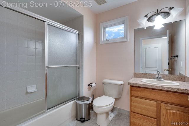 24352 Cavendish Ave W, Novi, MI 48375 - full bathroom with vanity, tile patterned floors, and combined bath / shower with glass door