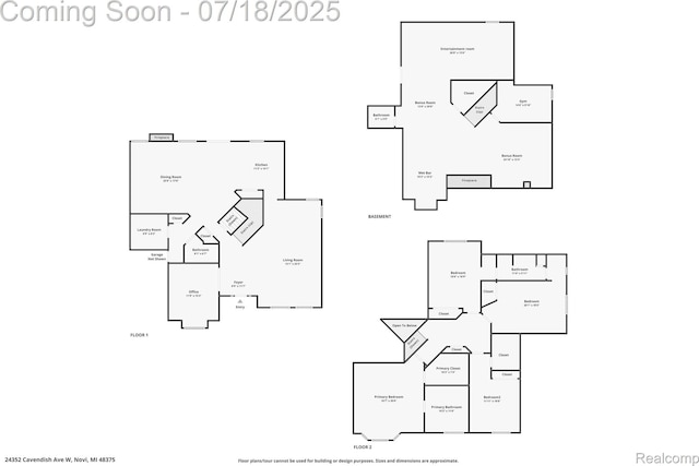24352 Cavendish Ave W, Novi, MI 48375 - view of floor plan / room layout