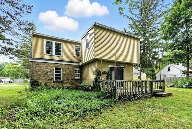 3704 Concord St, Midland, MI 48642 - rear view of house featuring a wooden deck