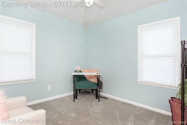 2404 Rowland Ave, Royal Oak, MI 48067 - living area featuring carpet flooring and a ceiling fan